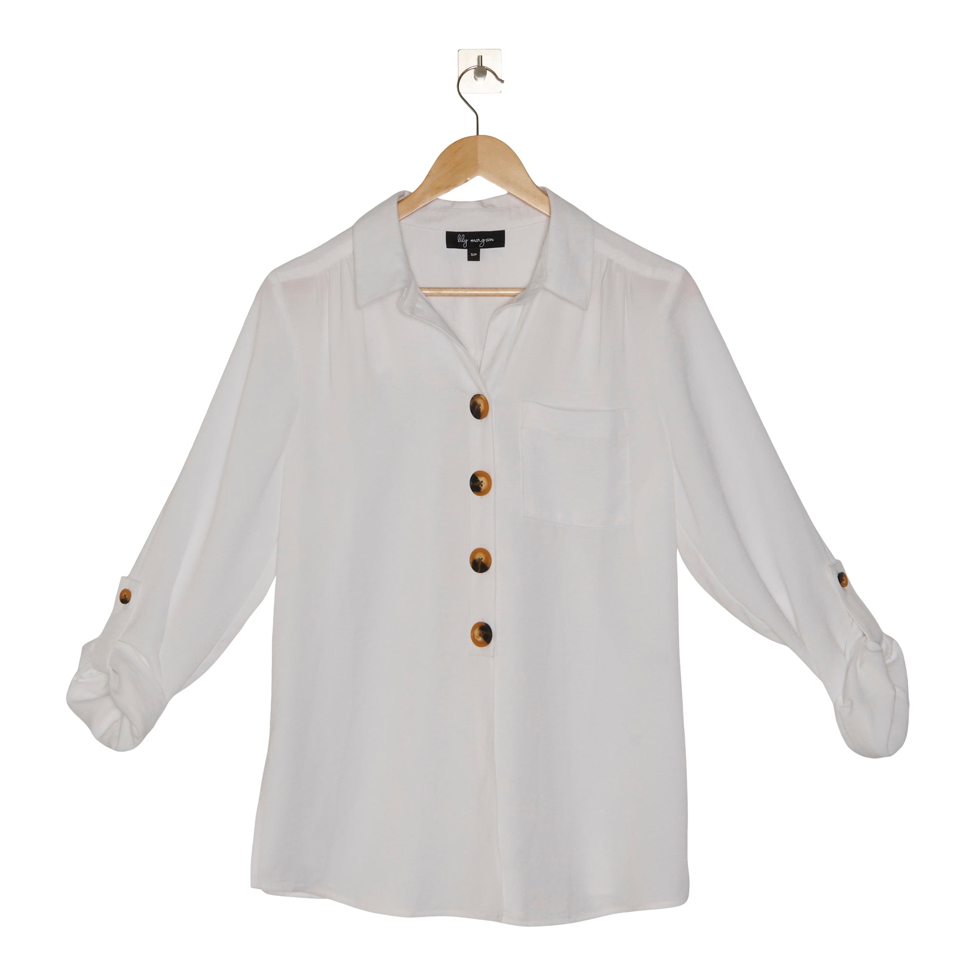 Blouse Shirt Top Morgan Crossing Woman Black Red White Plus Size 18 3/4  Sleeve