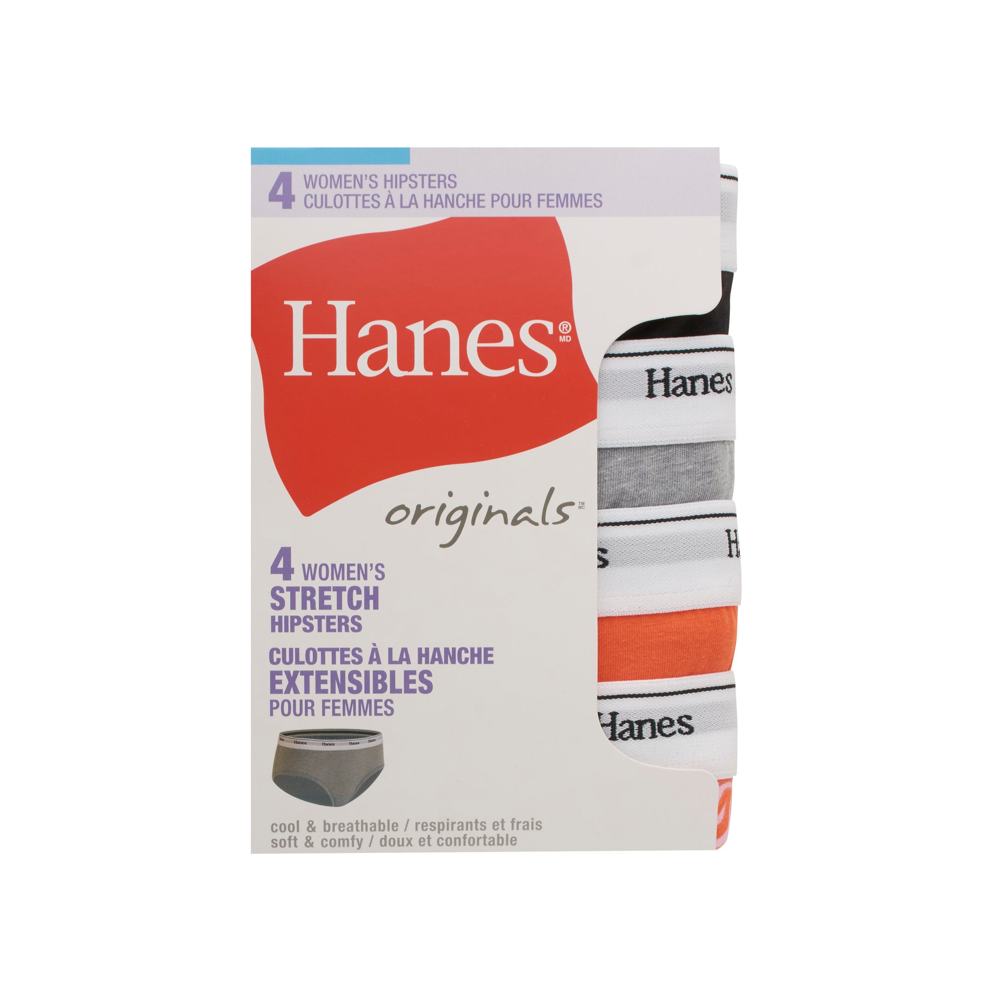 Hanes Women's 4 Pack Ultimate Cotton Comfort Ultra Soft Hipster Underwear -  F-4