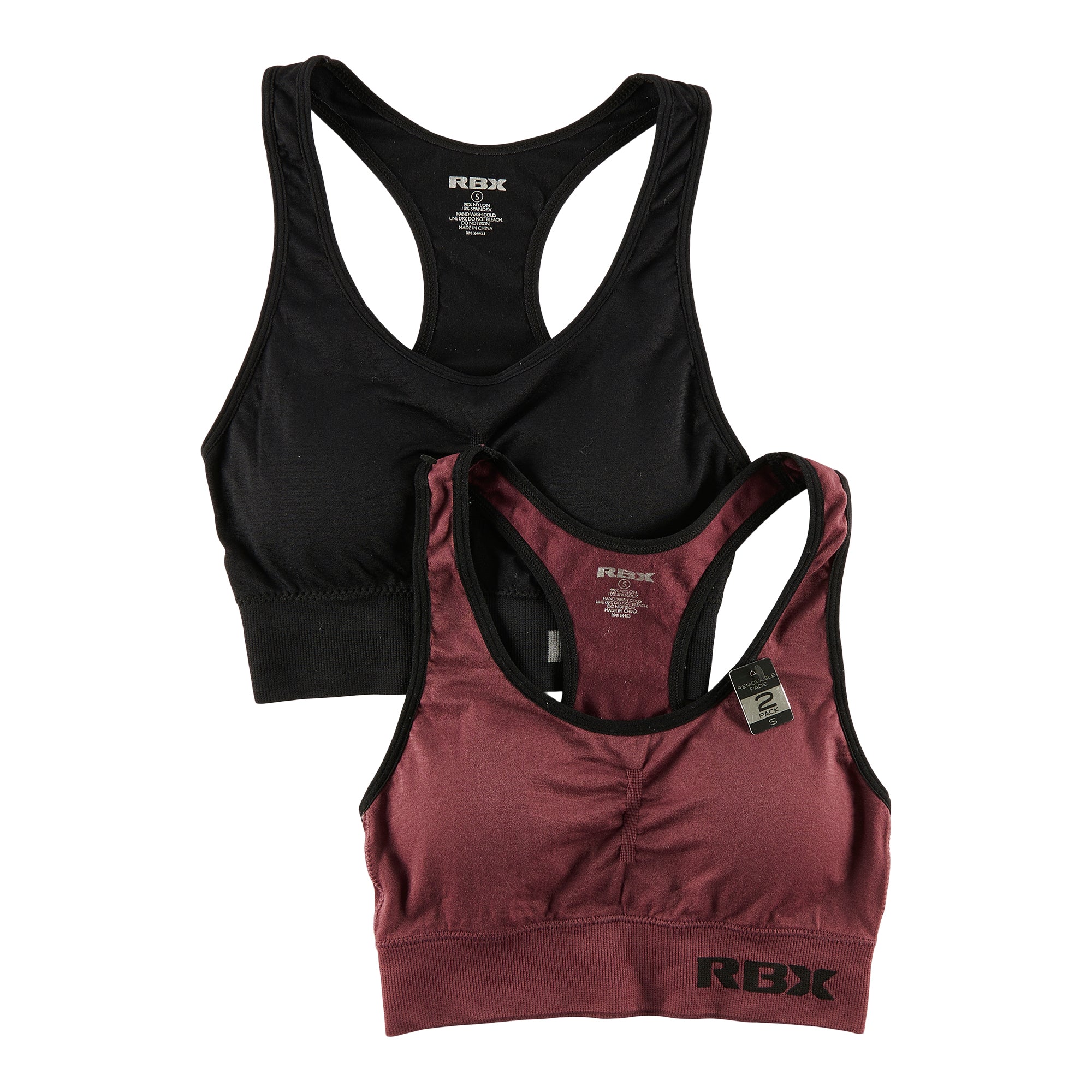 Buy RBX women 2 pack brand logo padded seamless sports bra peach