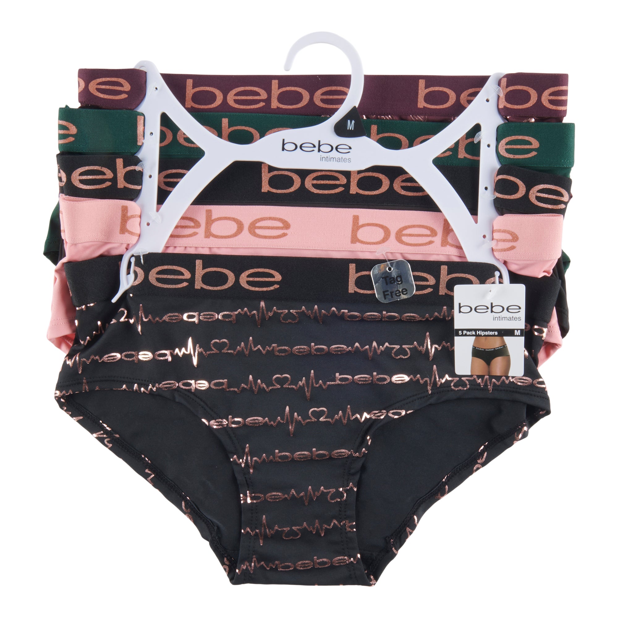 Bebe Women's Hipster Underwear, 5-Pack