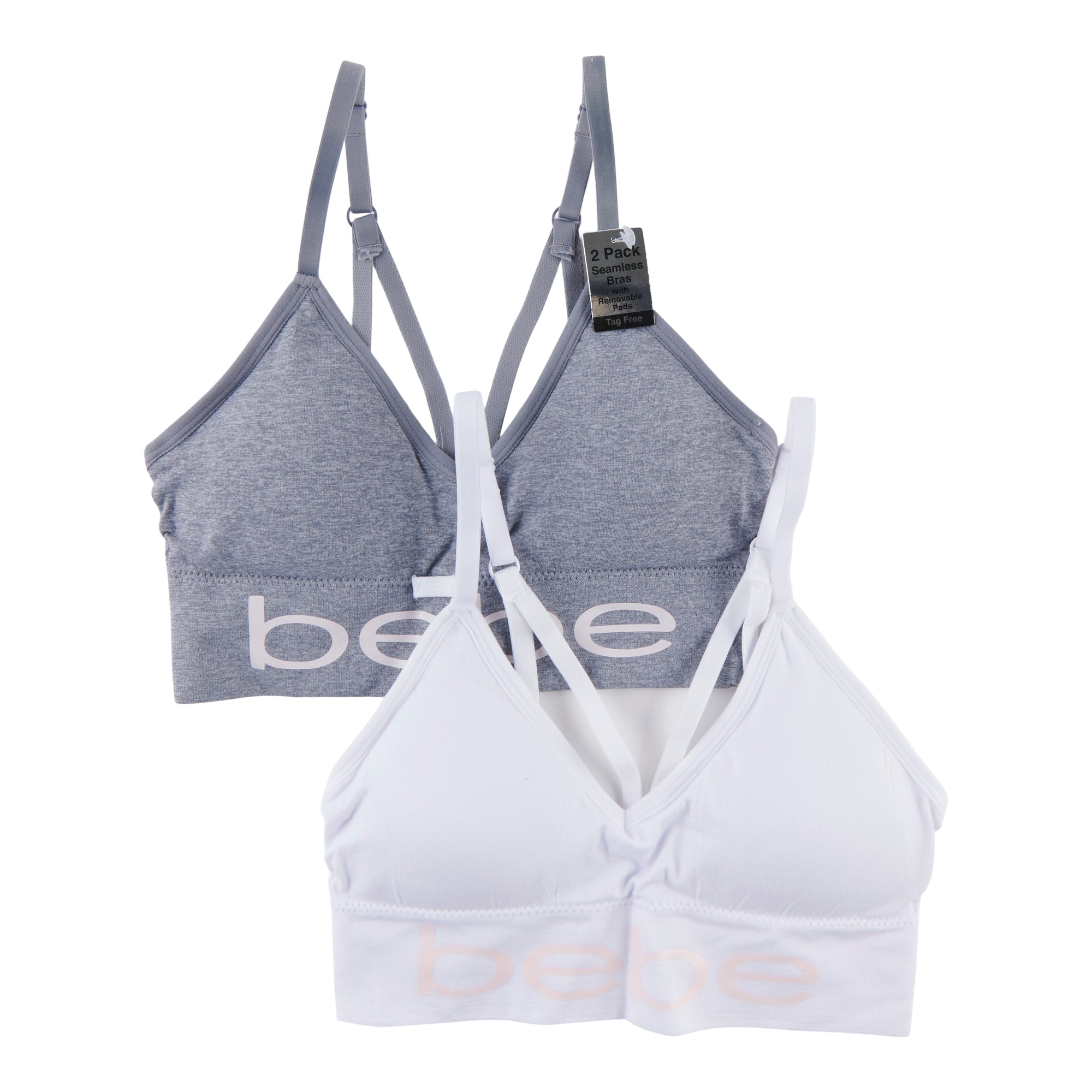 Buy Bebe womens 2 pack seamless bras with removable pads black