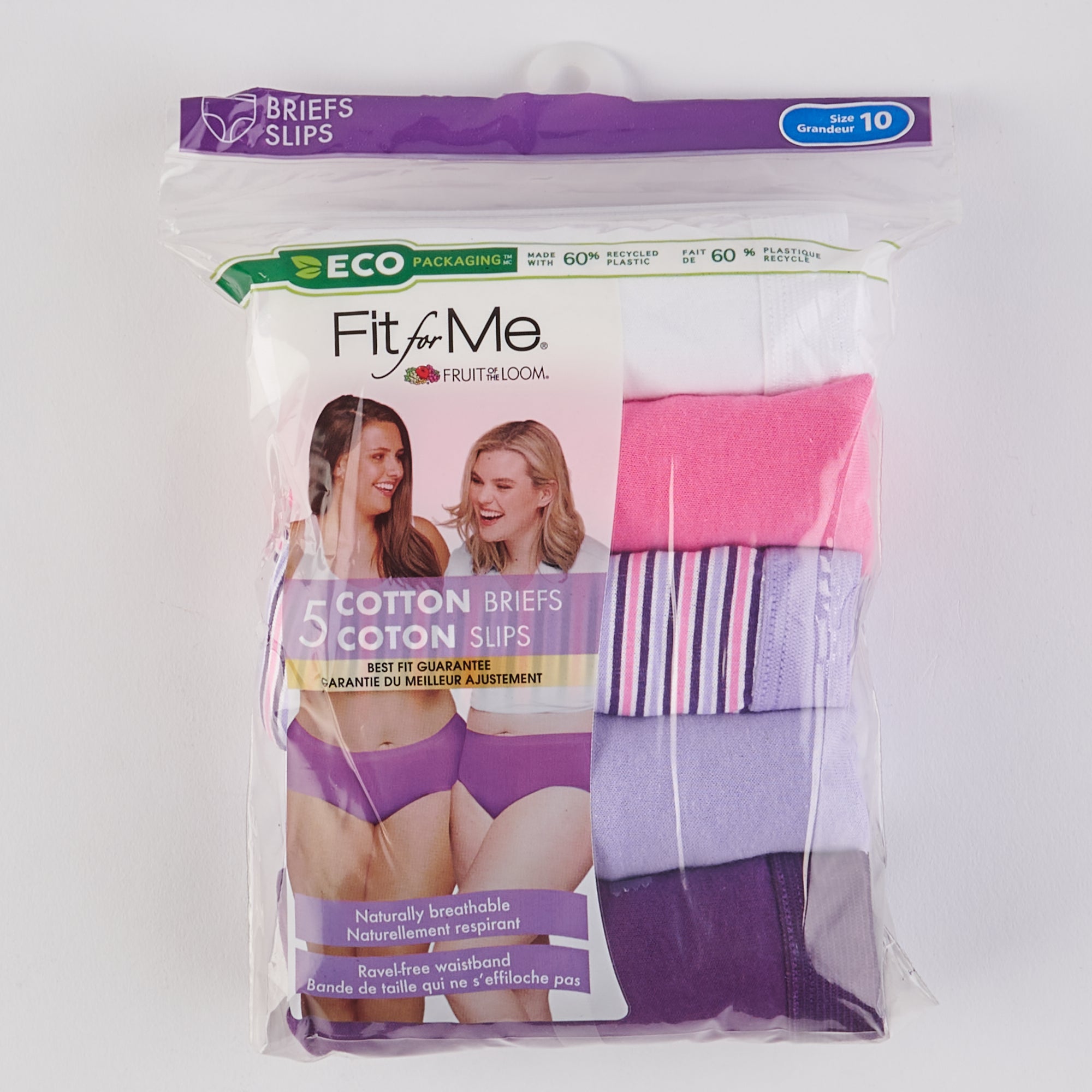 Fit for Me by Fruit of the Loom Women's Plus Size Brief Underwear, 10 Pack