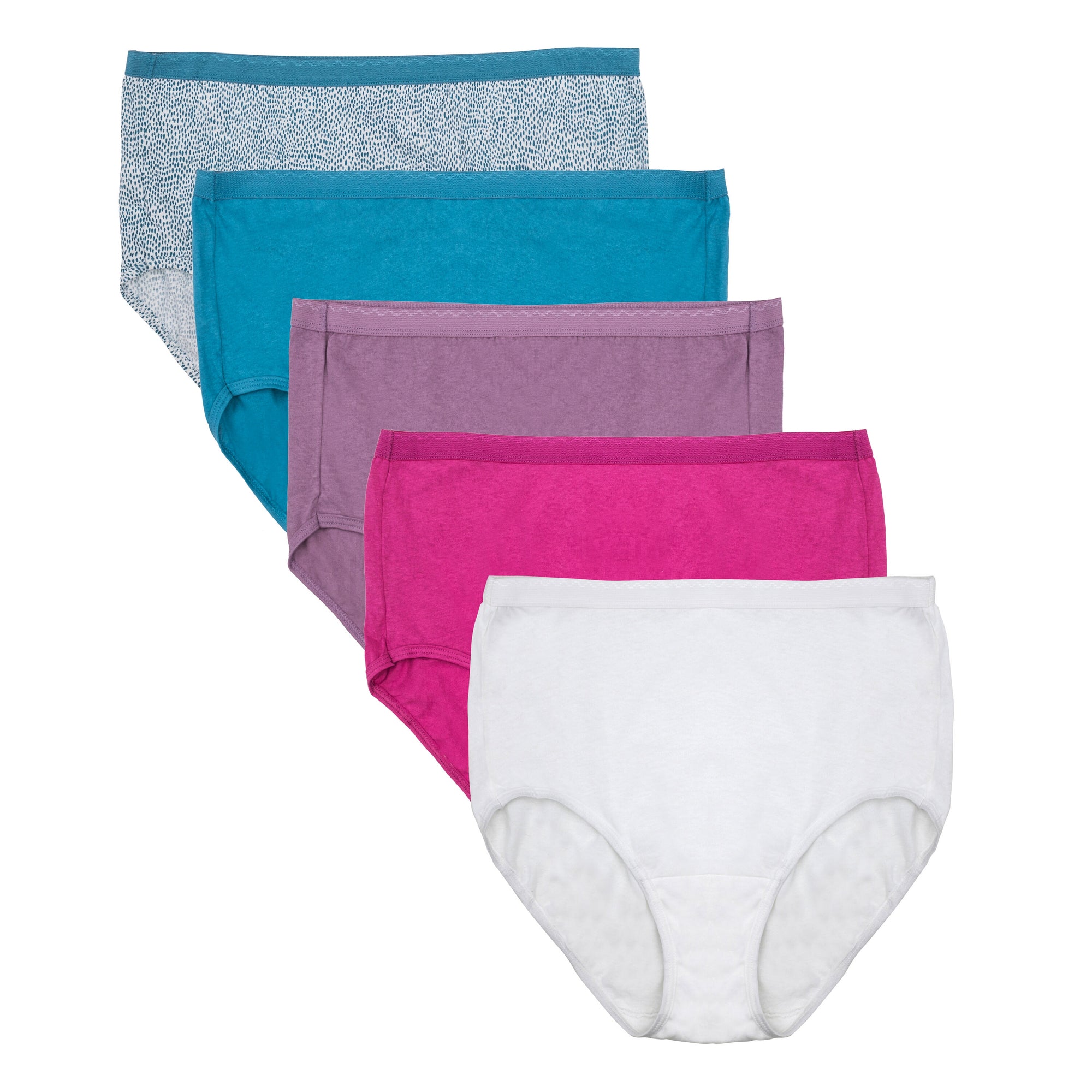 Fruit of the Loom Women's Plus Fit High-Rise Cotton Briefs with Tag-Free  Waistband, Assorted Colours, 5-Pack