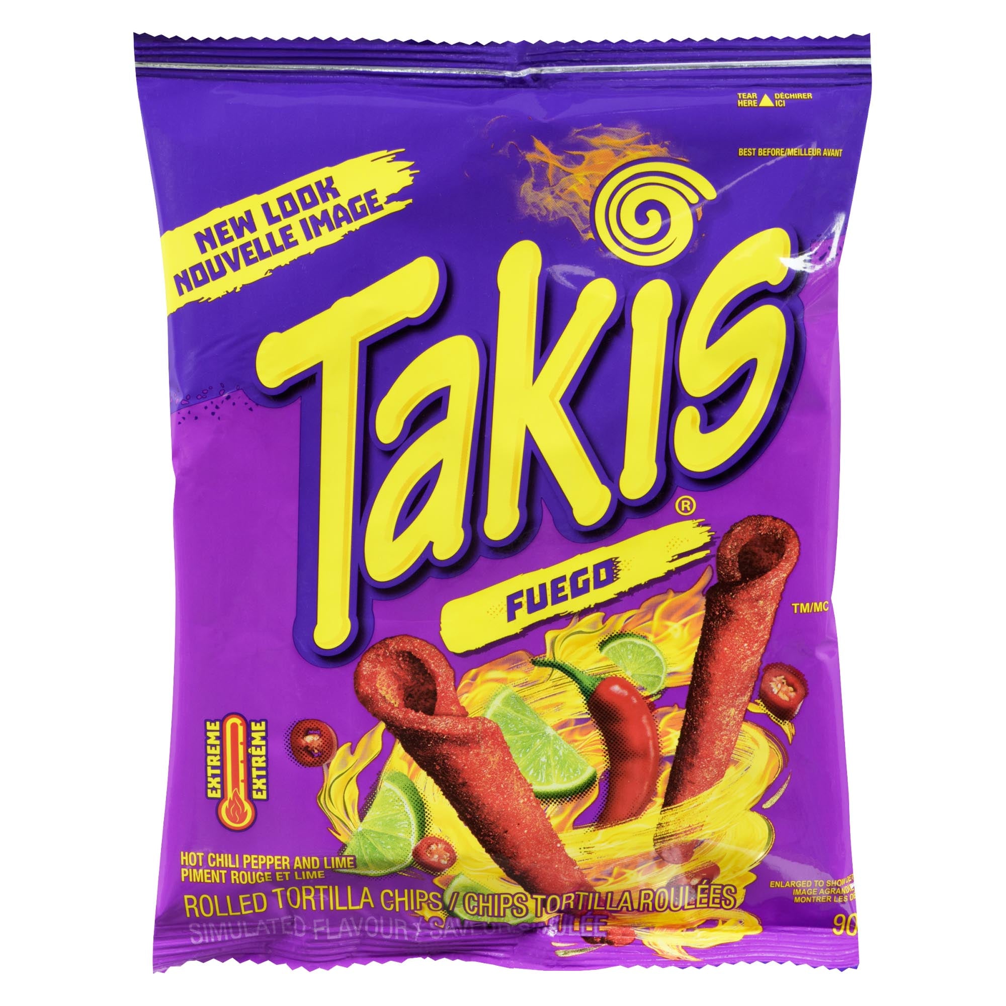 Takis Fuego Hot Chili Pepper and Lime Extreme Rolled Tortilla Chips, 9 ...